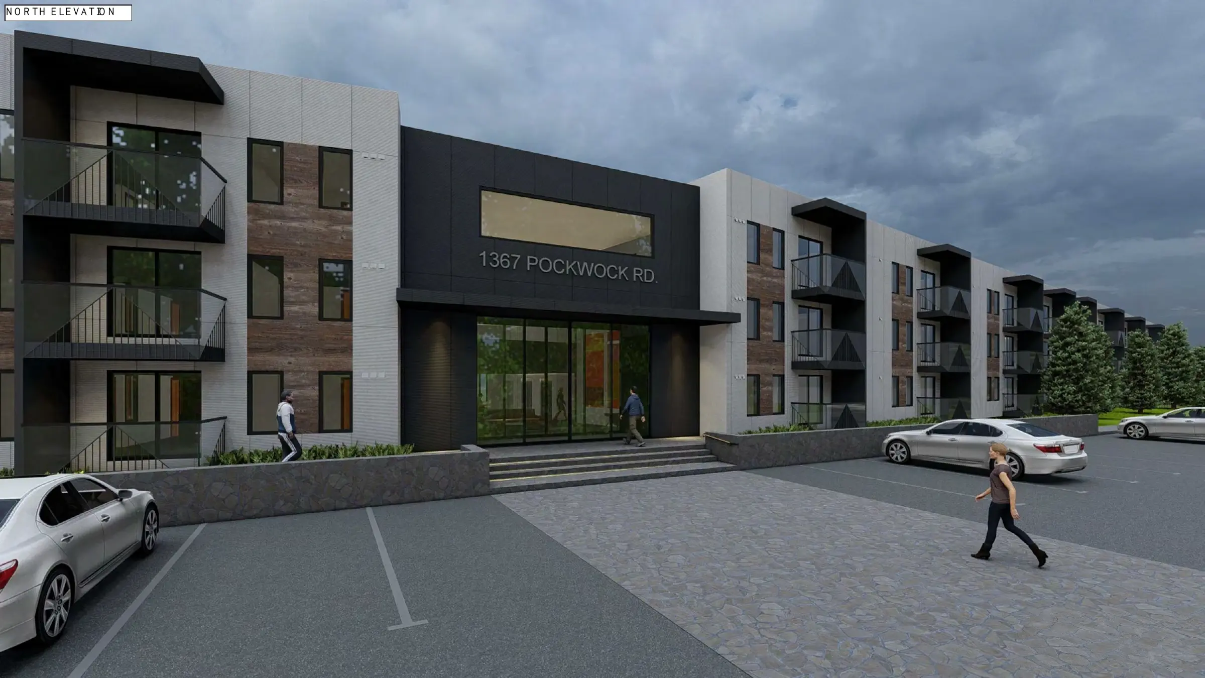 Official architectural rendering of the north elevation and main arrival