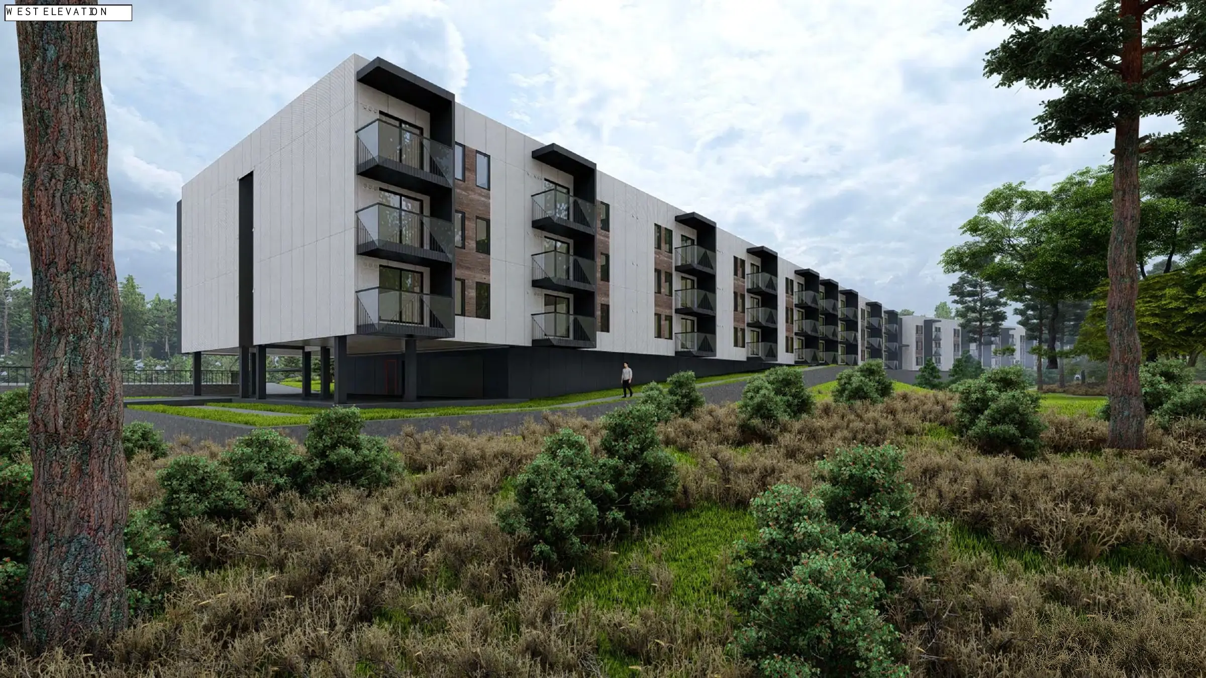 Official architectural rendering of the Lifestyle Enclave west elevation